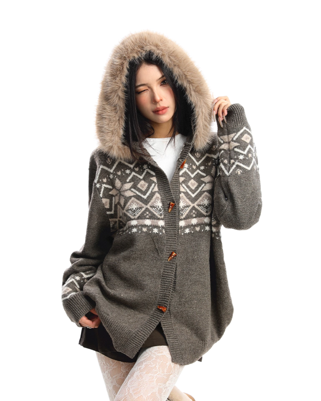 Nordic Tong Knit Cardigan BGS0033