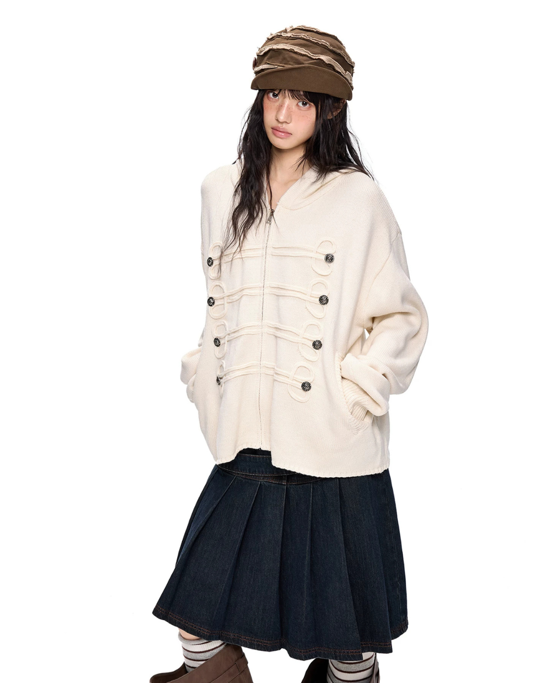 Napoleon Double-Breasted Knit Cardigan EZK0112