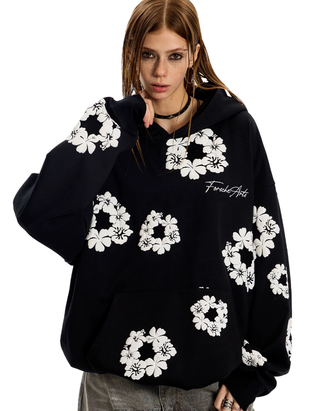 Floral Full-Print Hoodie  ZTS0022