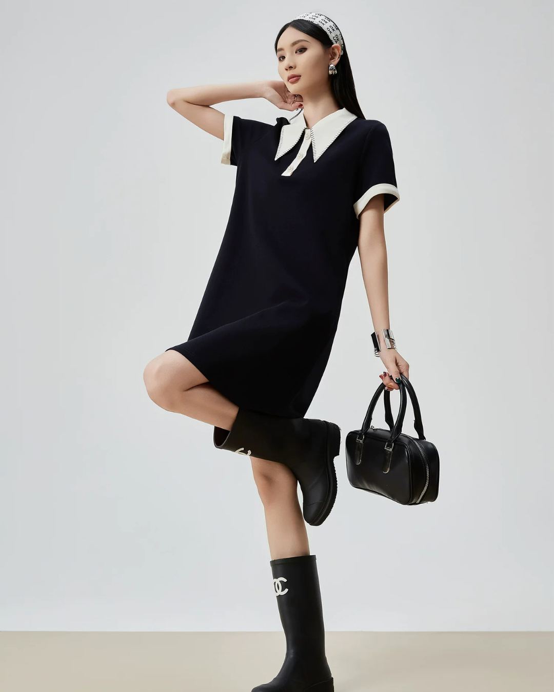Color-Block Design Polo Dress FER0217