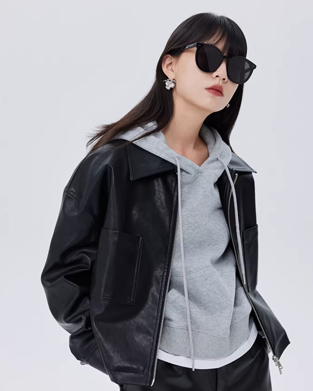 Drop Shoulder Leather Jacket SHN0020