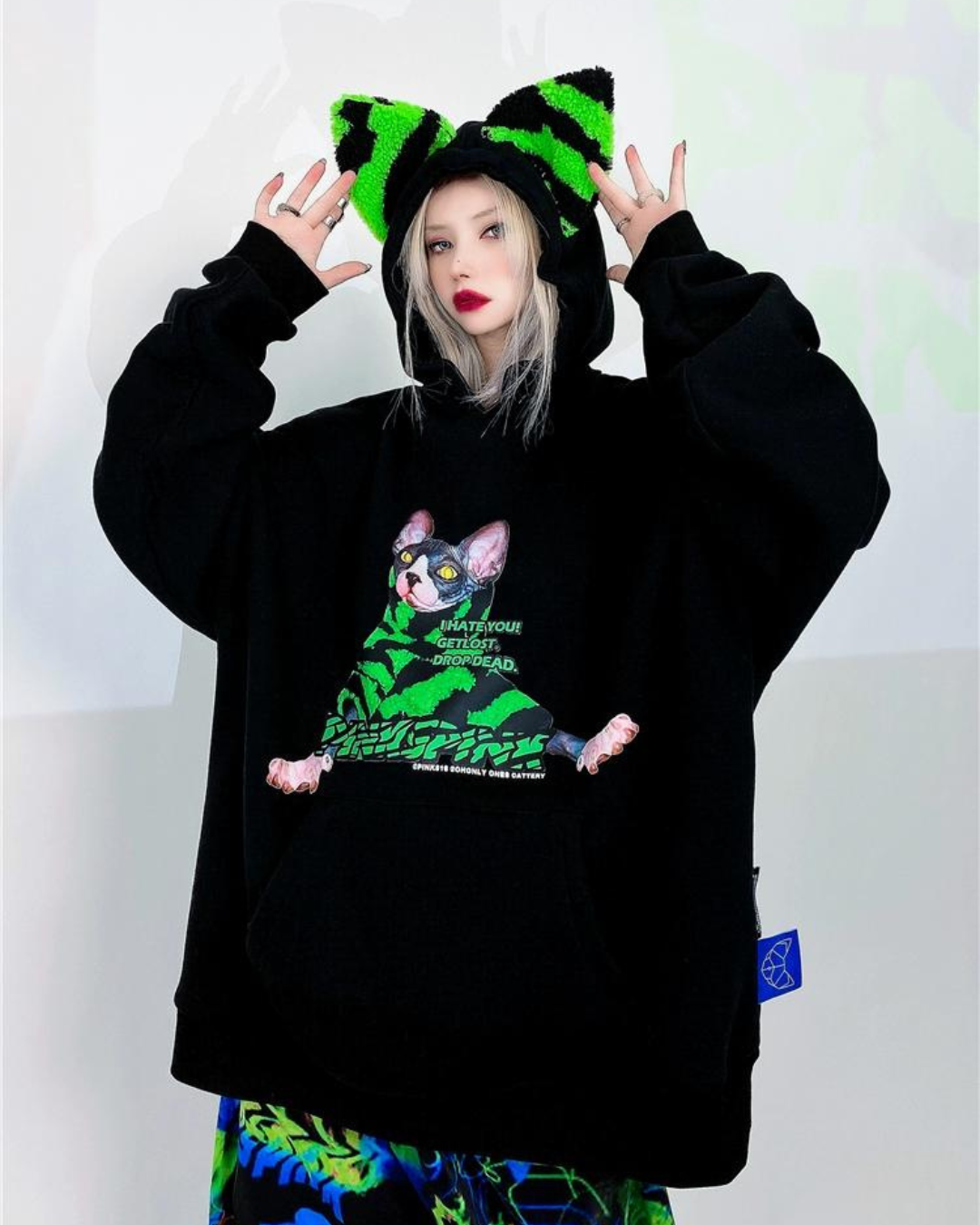 Cat Ear Print Sweatshirt Hoodie PPK0110