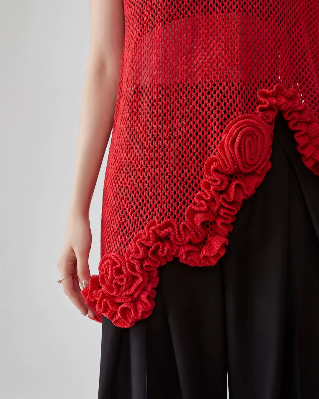 Corsage Lace Knit Vest FER0220