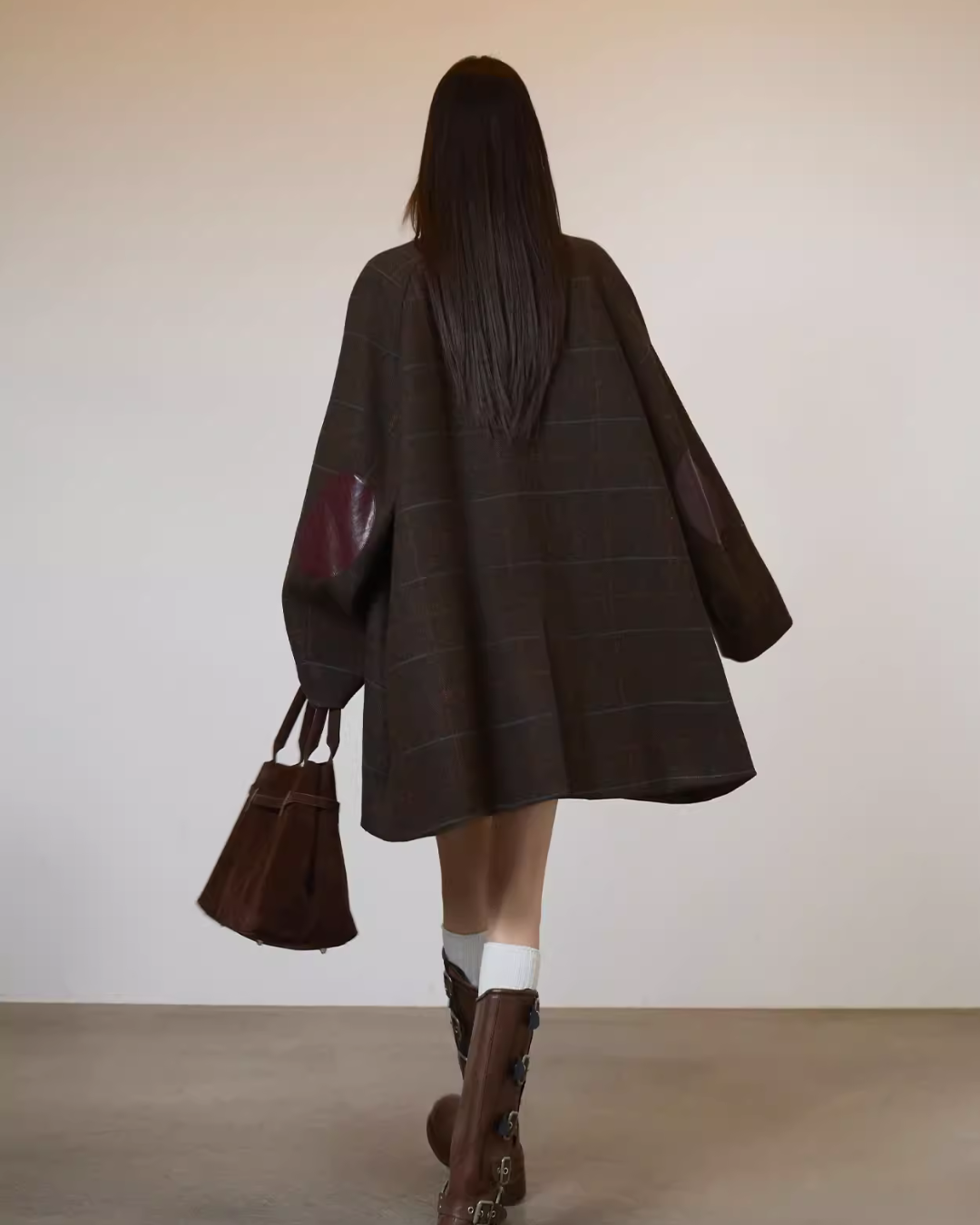 Patchwork Lapel Wool Coat  SUY0021