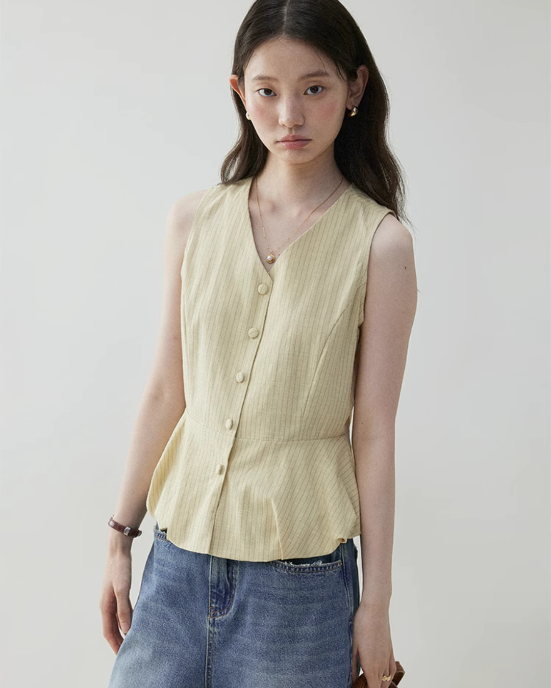 V-Neck Flare Stripe Vest VOE0004
