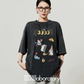 Vintage Print Short-Sleeve T-Shirt / Sweat Long Skirt LLA0653