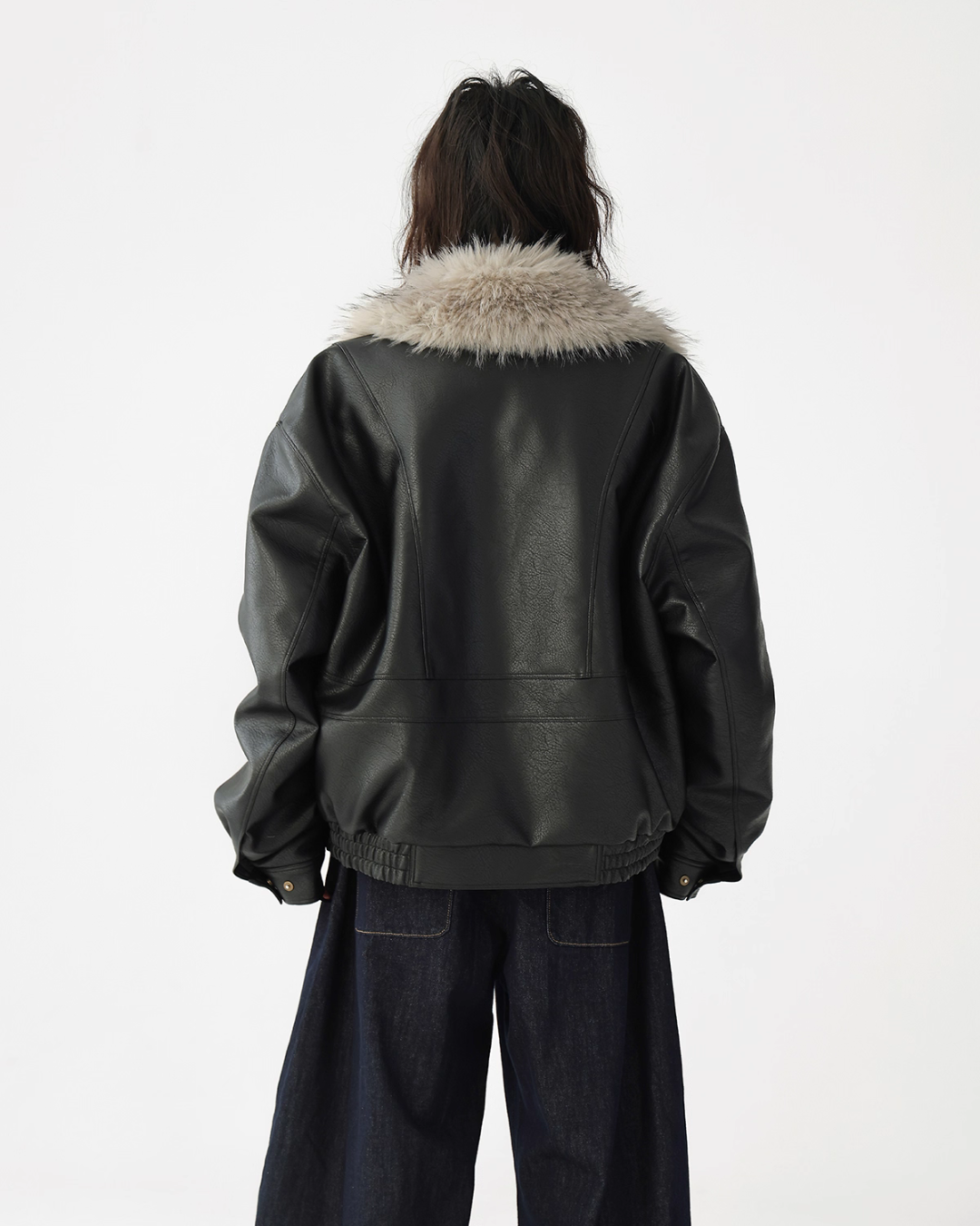 Fur Collar Leather Jacket ACS0347