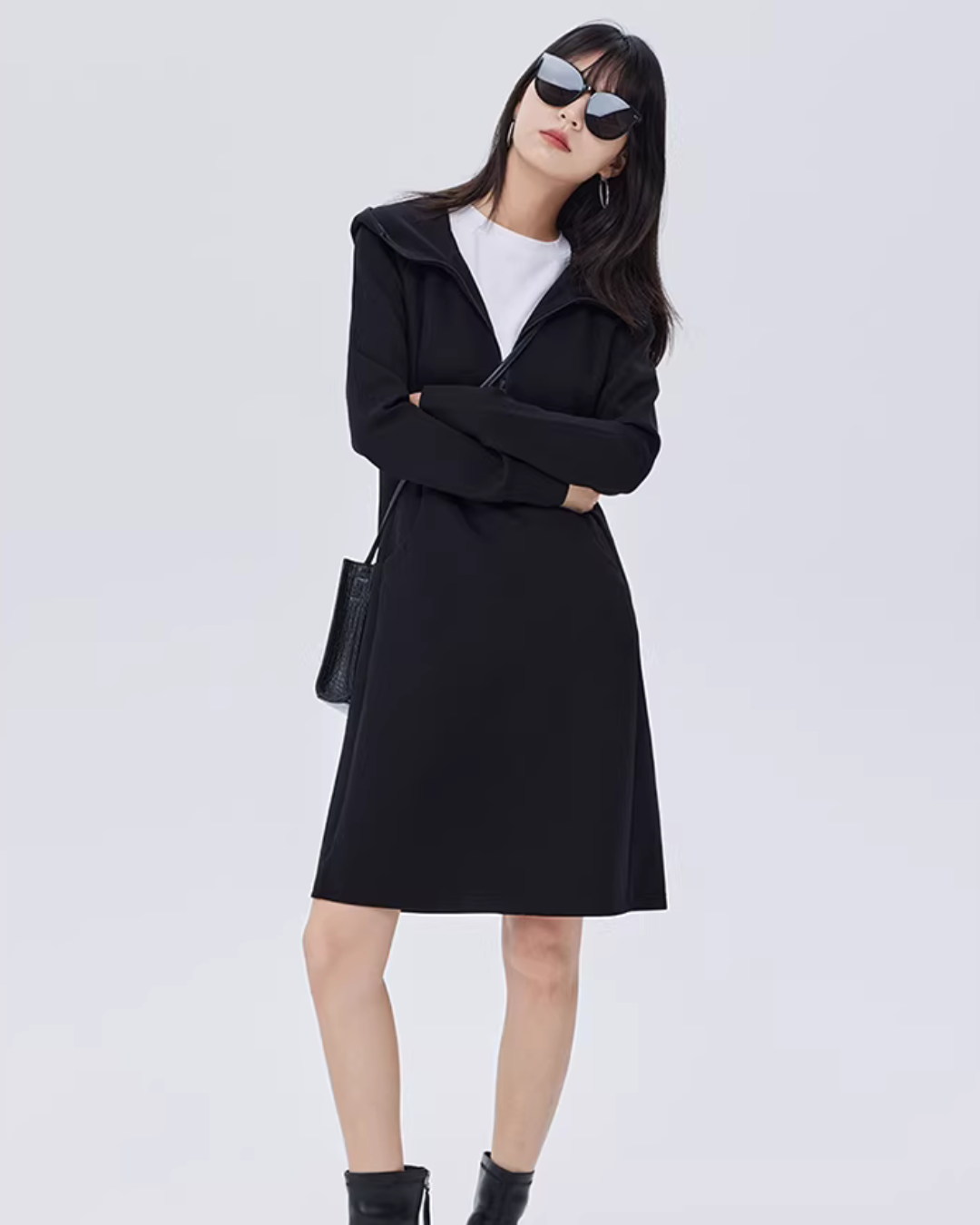Zip-Up Long Sleeve Dress SHN0017