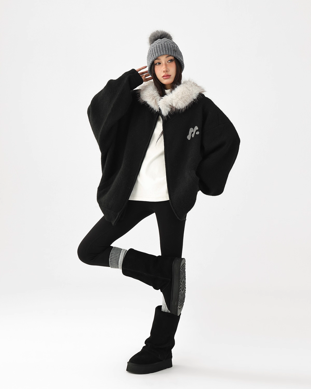 Fur Hood Knit Hoodie ACS0344