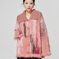 Pink Big Lapel Sweater Cardigan / Corduroy Long Skirt LLA0347