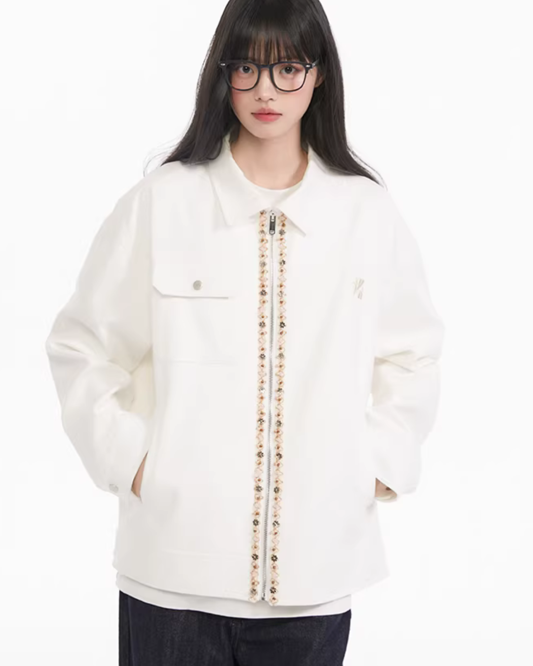 Ribbon Spliced Collar Jacket KIP0003