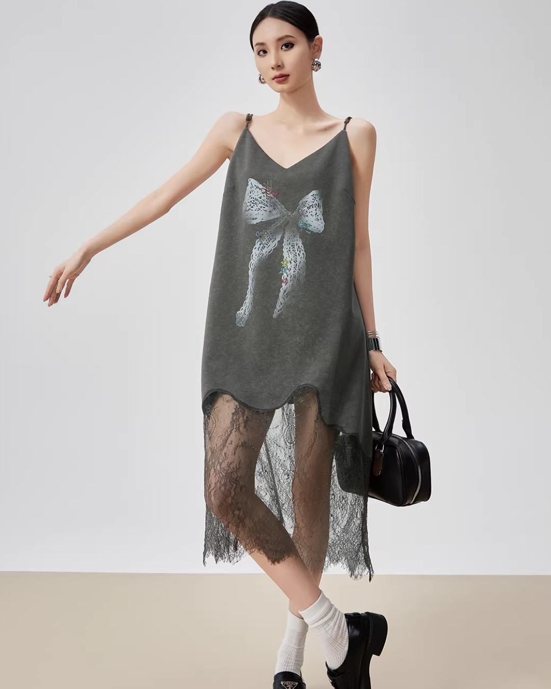 Lace Spliced Camisole Dress FER0074