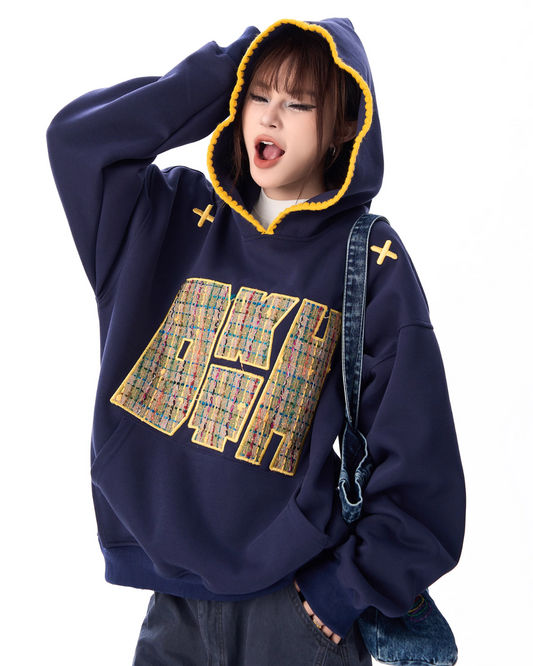 Patch Embroidered Pullover Hoodie HGX0019