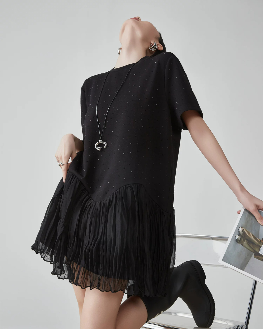 Pleated Docking Mini Dress FER0238 – AuroraBoutique