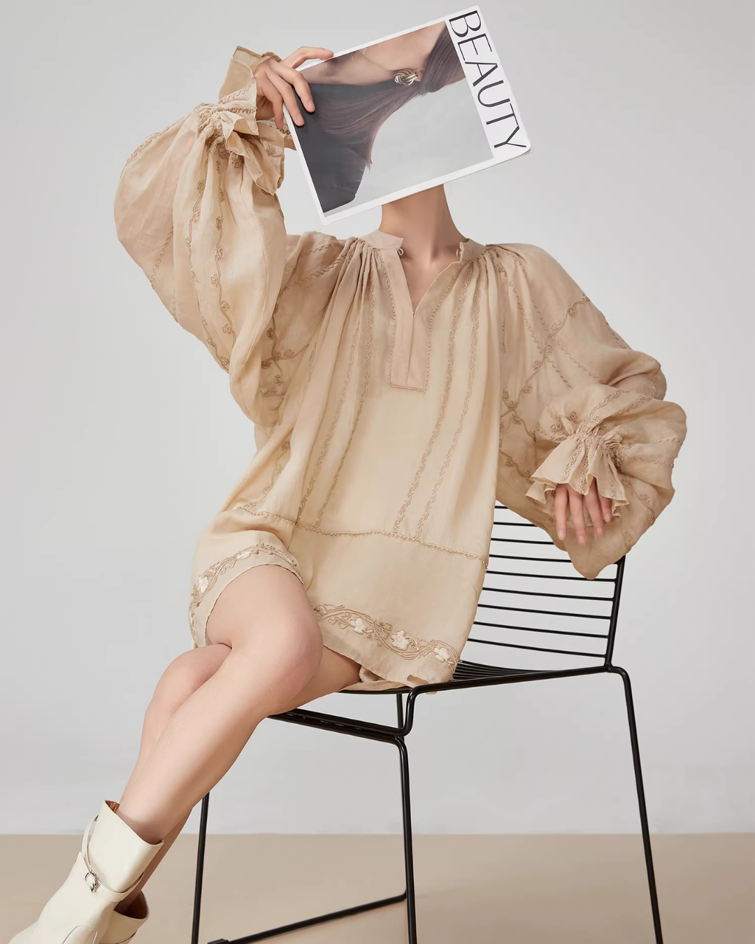 Sleeve Gather Lawn Blouse FER0046