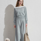Frill Off-Shoulder Sweat Top / Wide Sweat Pants NEP0001