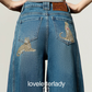 Tight Short-Sleeve T-Shirt / Pocket Print Denim Pants LLA0667