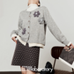 Flower Motif Knit Cardigan / Polka Dot Mini Skirt LLA0571