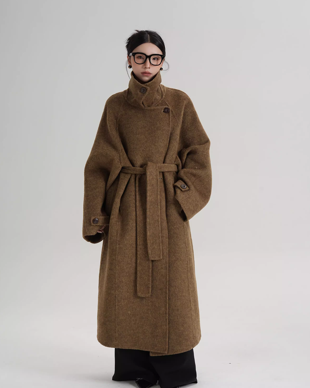 Stand Collar Long Loose Wool Coat SRS0361