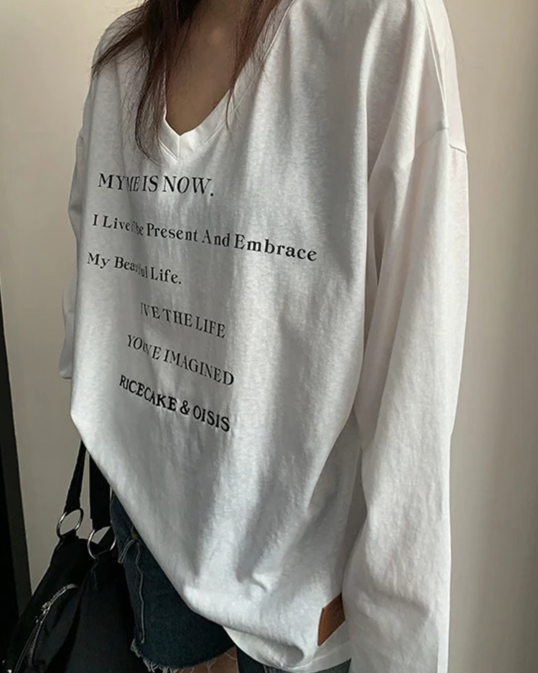 V-Neck Print Long Sleeve T-Shirt  YLS1044
