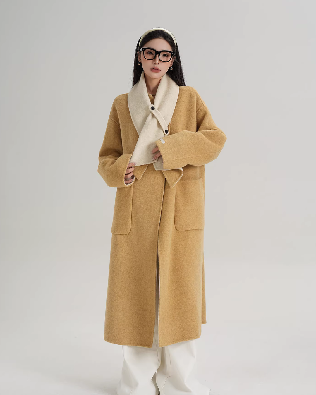 Scarf Collarless Coat SRS0412