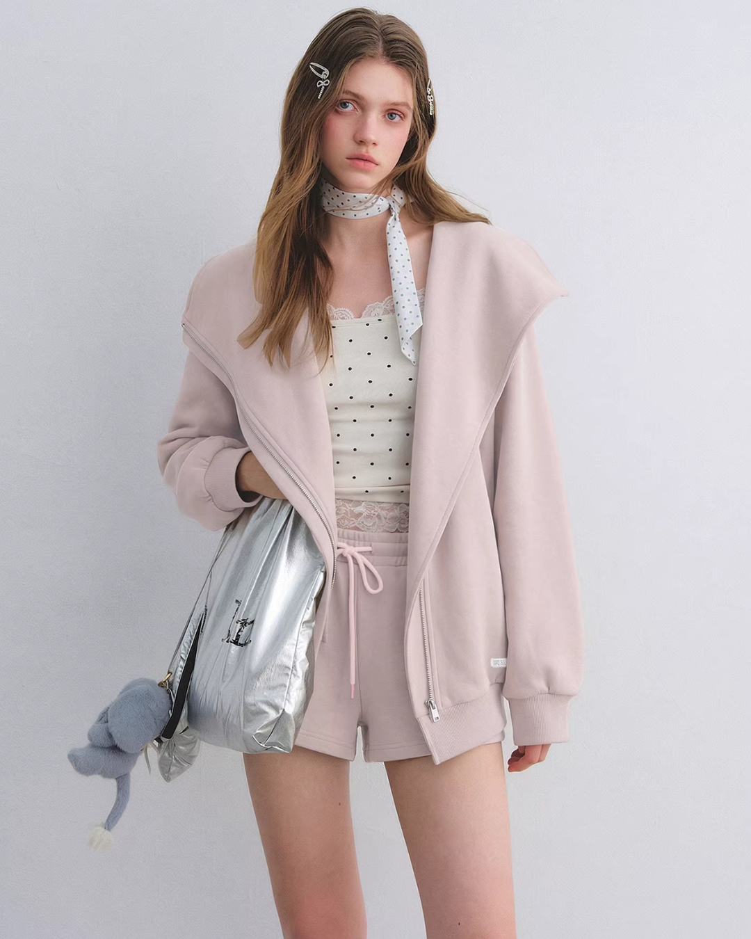 Oversized Collar Zip-Up Hoodie / Flare Sweatpants  ASG0083