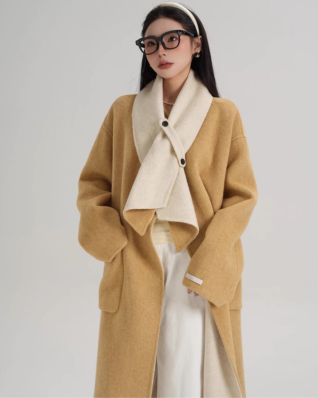 Scarf Collarless Coat SRS0412