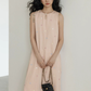 Flower Embroidery Pearl Button Long Dress VAS0203