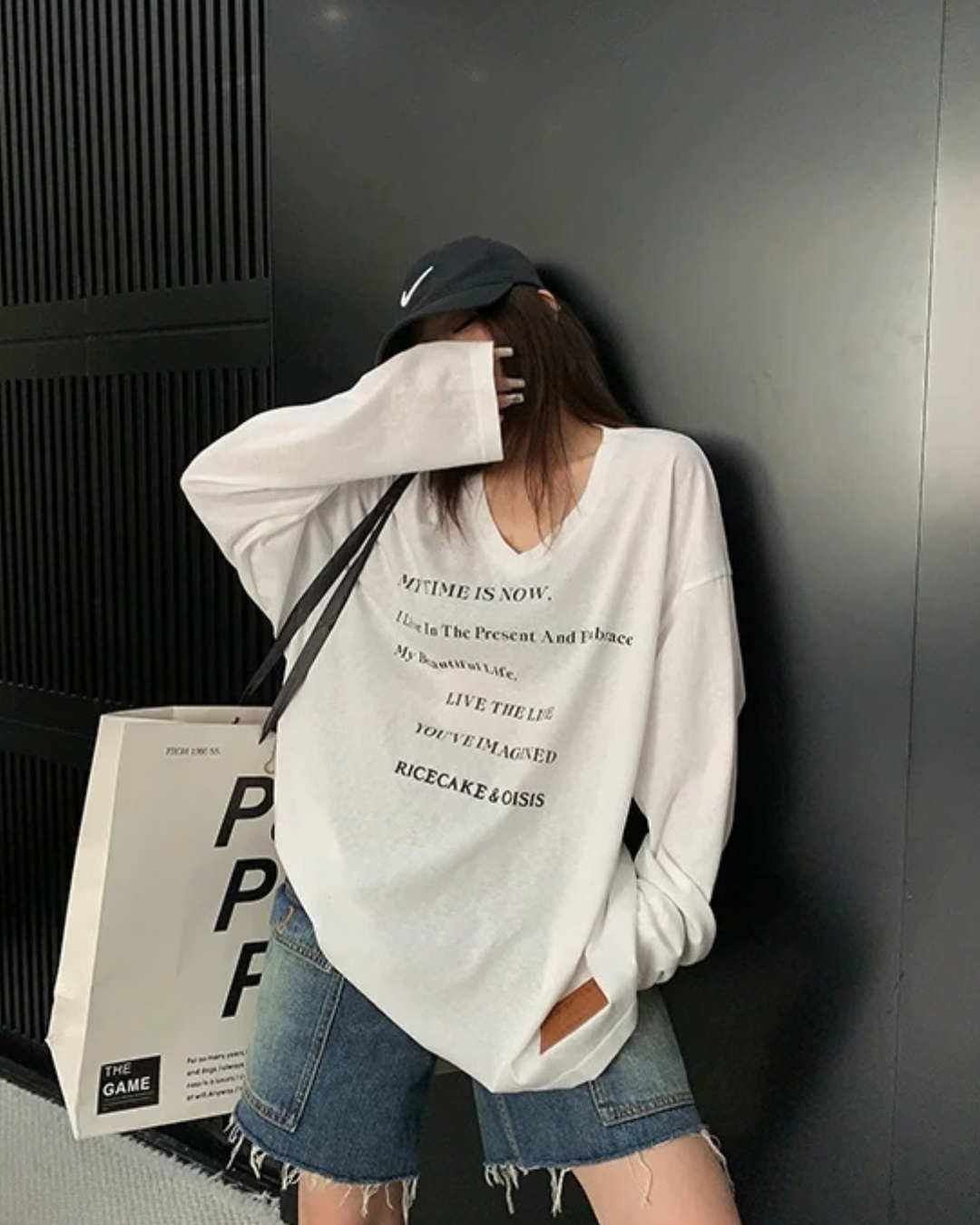 V-Neck Print Long Sleeve T-Shirt  YLS1044