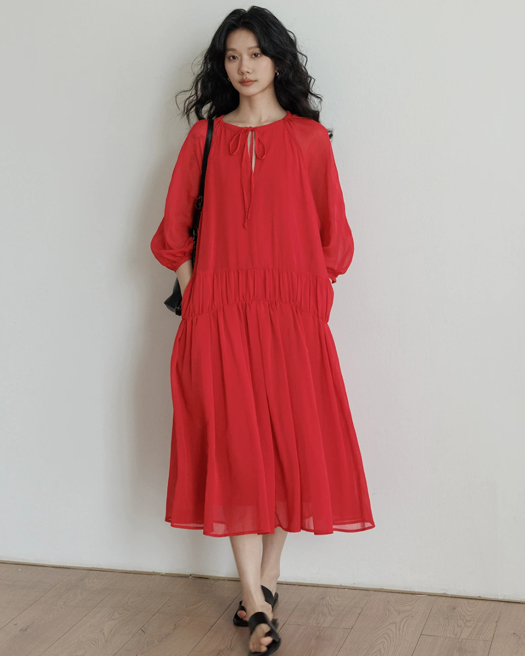 Feminine Tiered Long Dress VAS0197