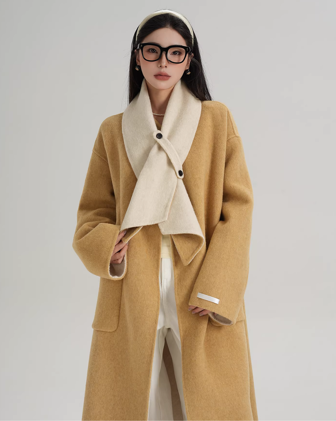 Scarf Collarless Coat SRS0412