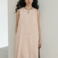 Flower Embroidery Pearl Button Long Dress VAS0203