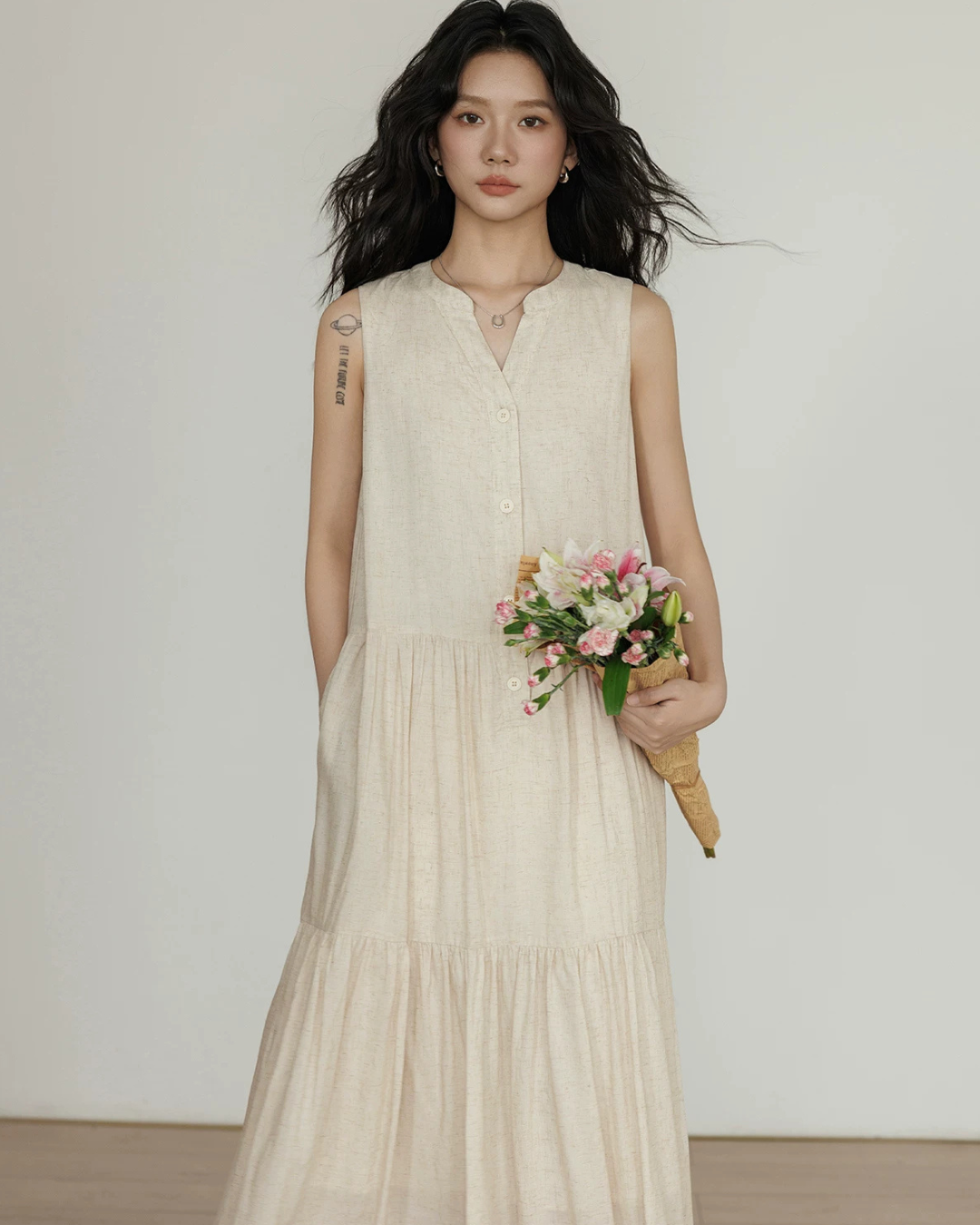Sleeveless Tiered Mini Dress VAS0202