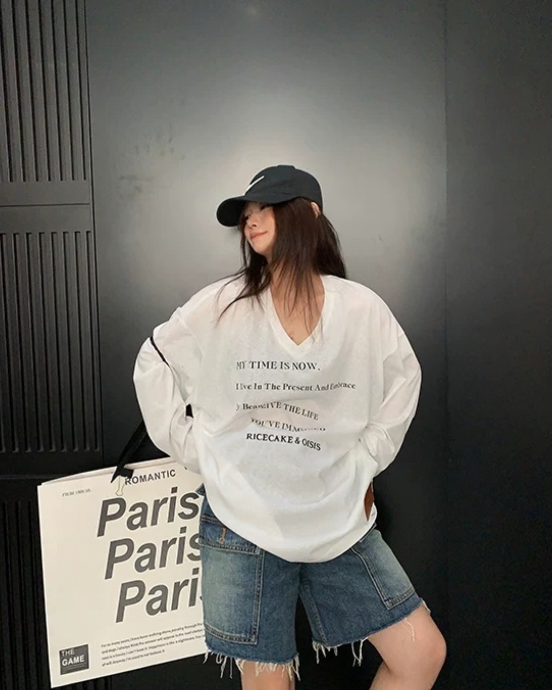V-Neck Print Long Sleeve T-Shirt  YLS1044