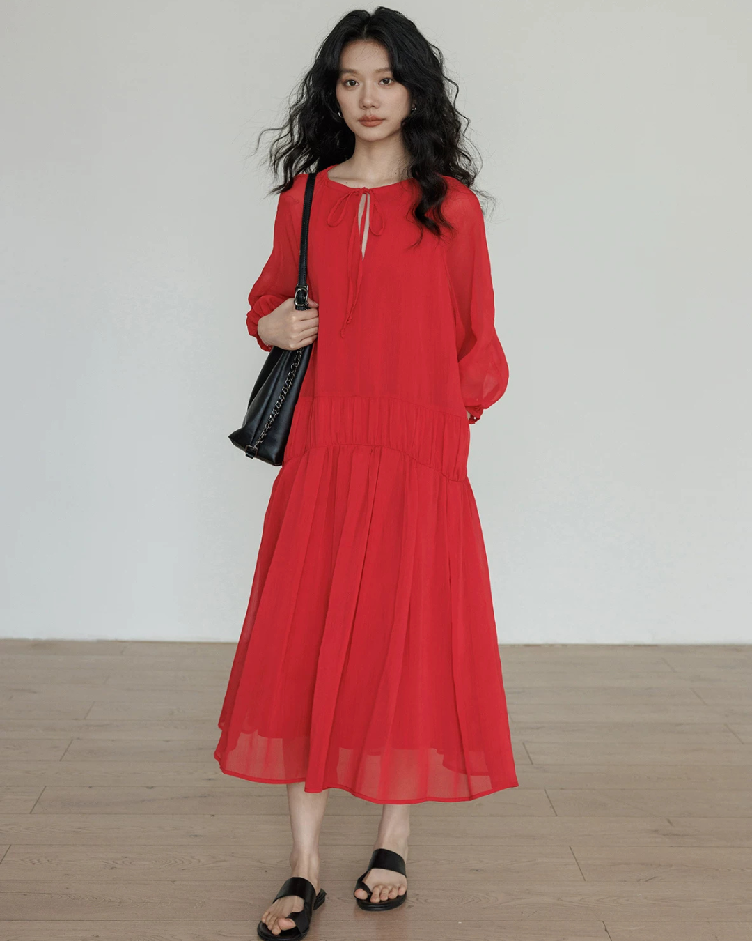 Feminine Tiered Long Dress VAS0197