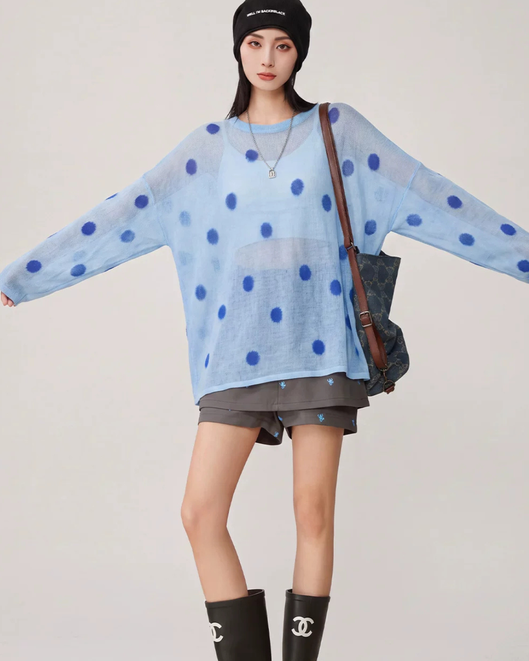 Polka Dot Sheer Loose Knit FER0363