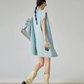 Patchwork Sleeveless Denim Shirt Dress FER0204
