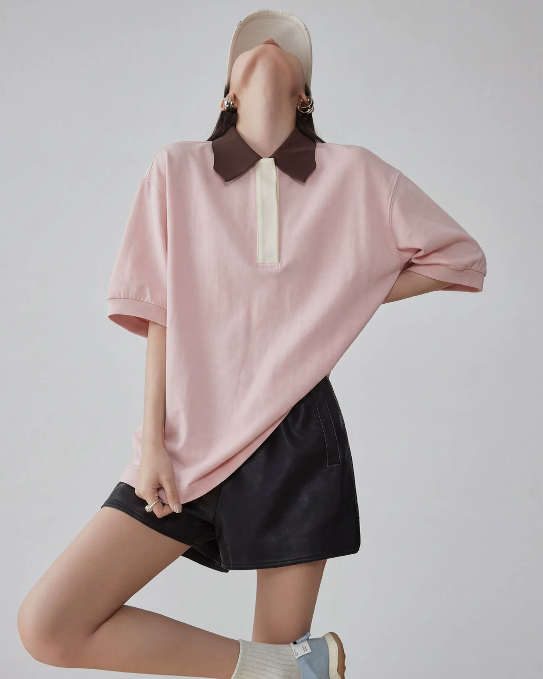 Multicolor Oversized Polo Shirt FER0229