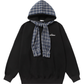 Checkered Shirt Layered Sweatshirt Hoodie MAD0012