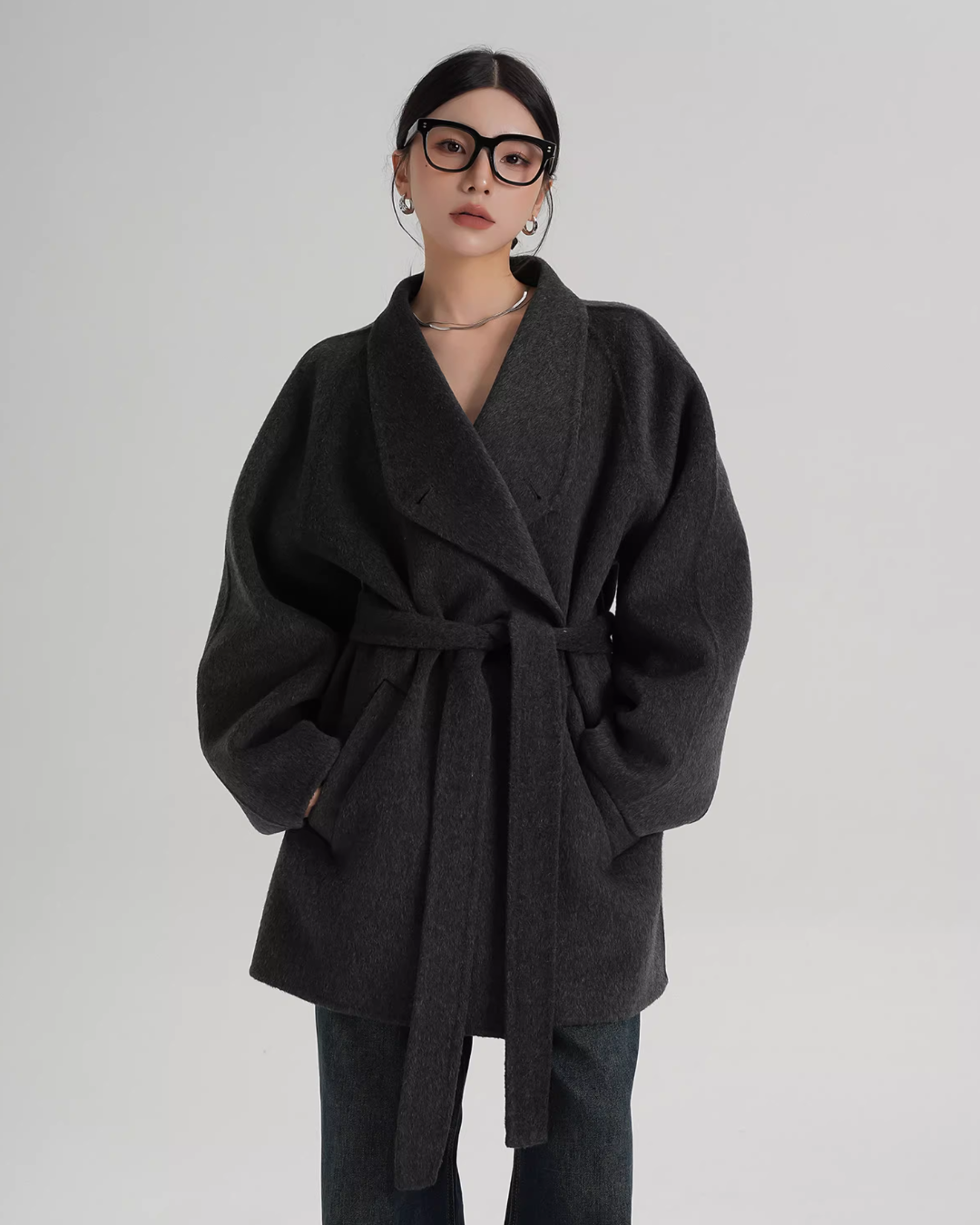 Mid Length Belted Wool Coat SRS0363