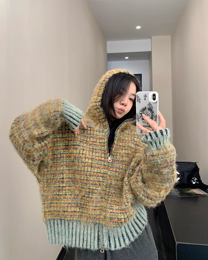 Retro Brushed Knit Hoodie YLS1004