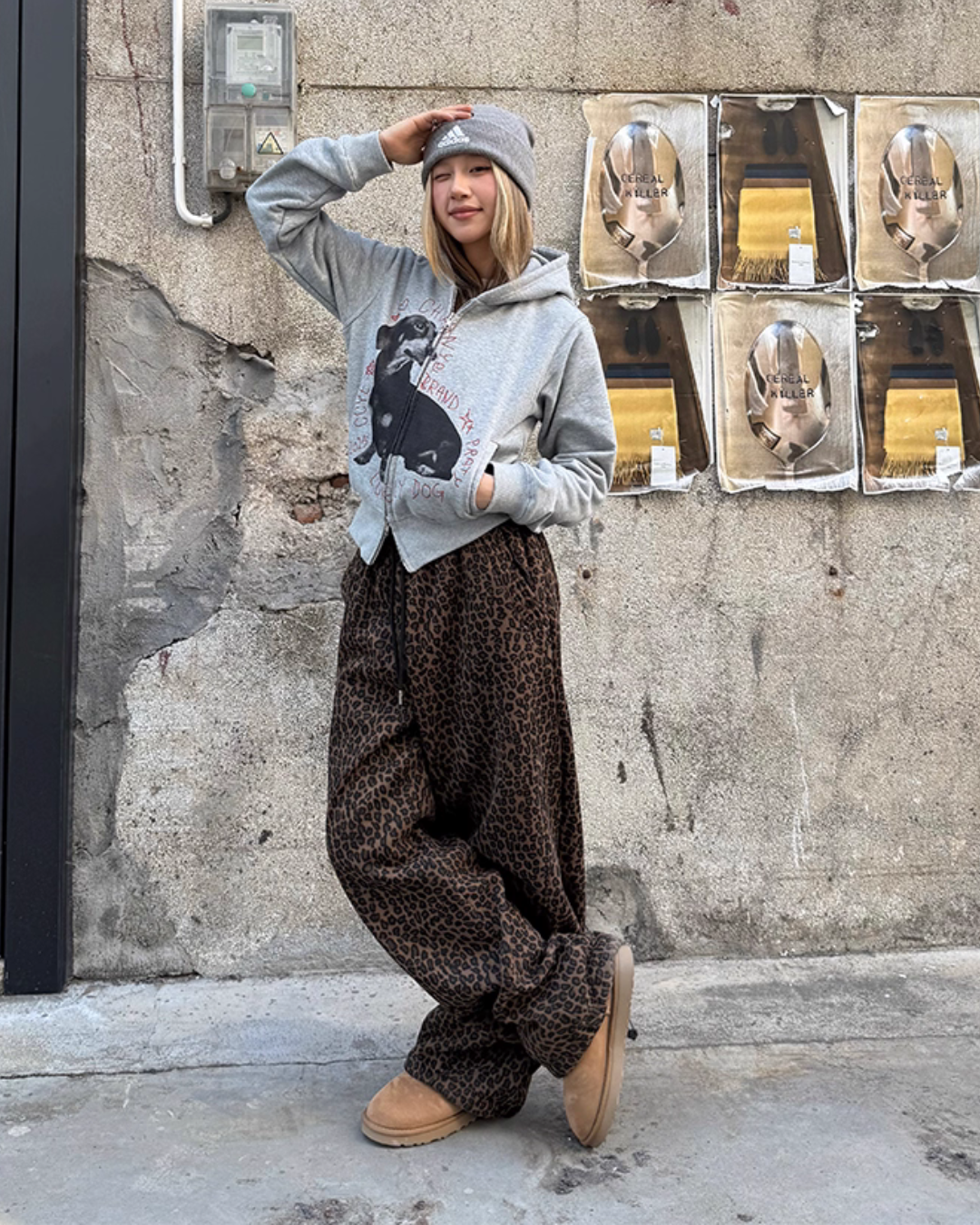 Dog Print Double Zip Hoodie CYE0066