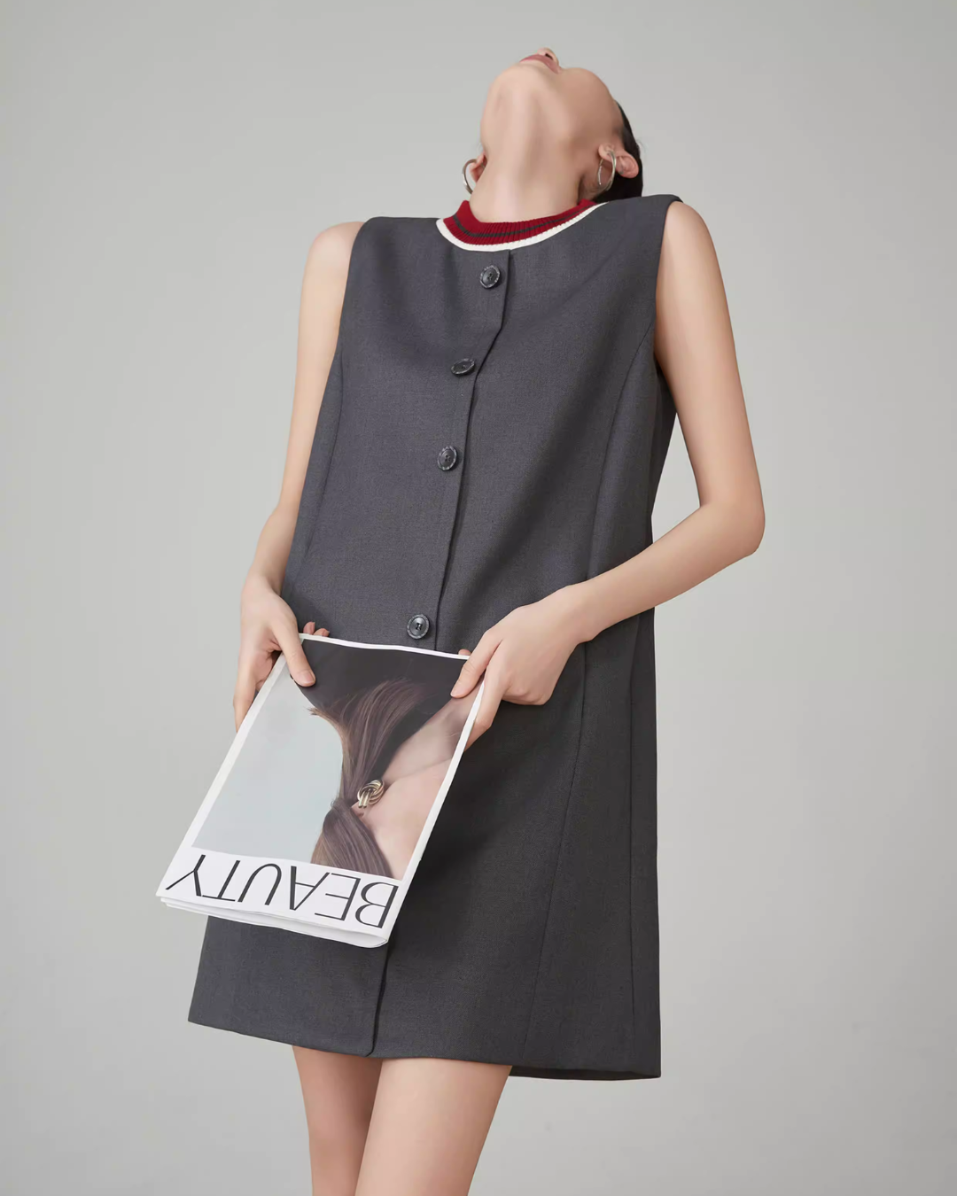 Collar Sleeveless Mid-Length Dress FER0083