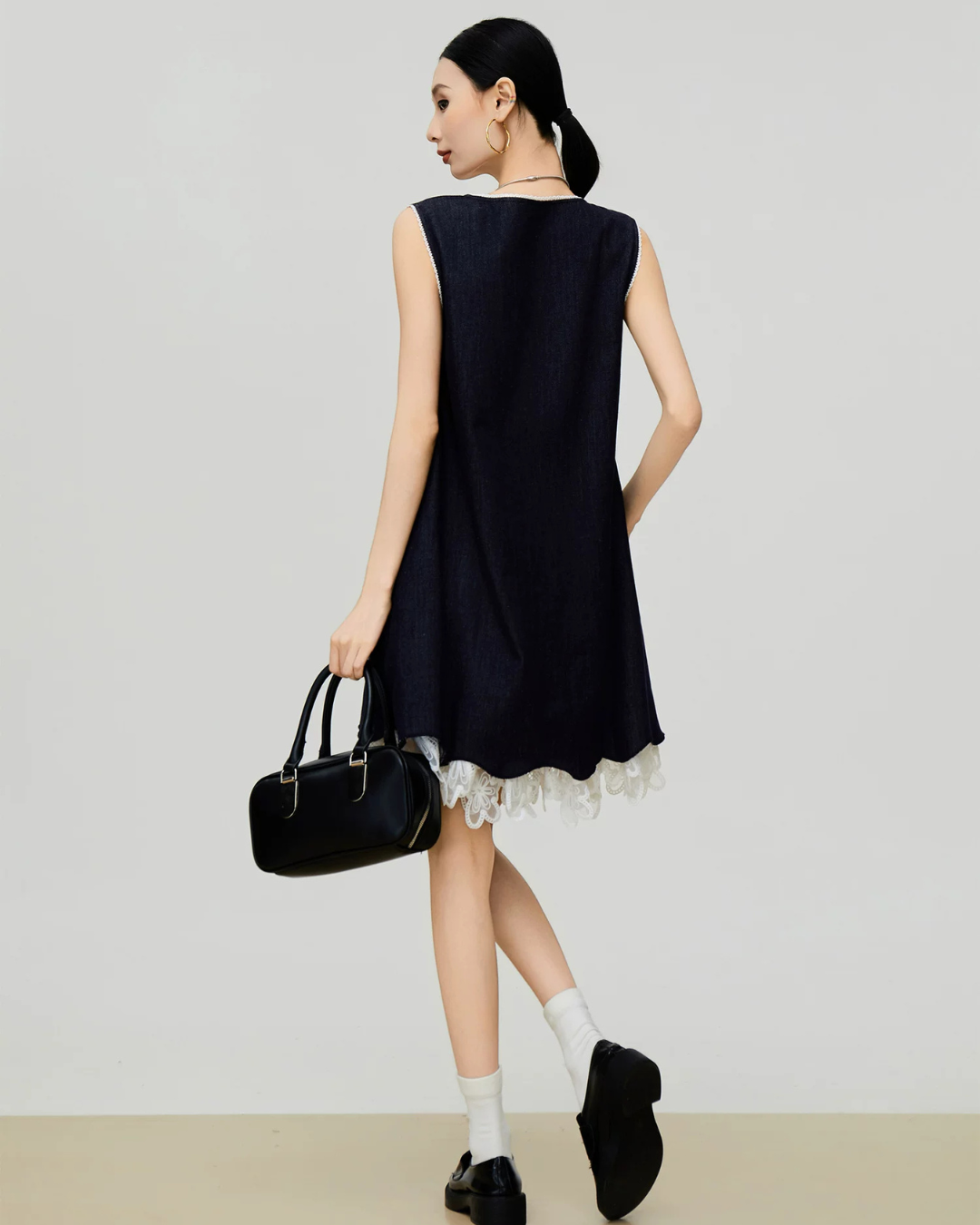V-neck Docking Lace Dress FER0346