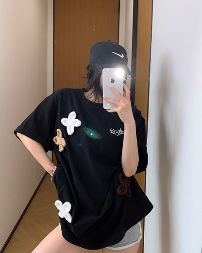 Floral Embroidery T-Shirt YLS0860