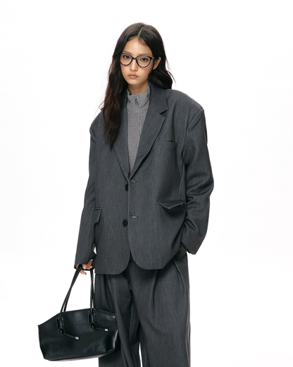 Textured Minimalist Blazer / Wide Pants VAT0018