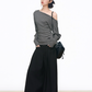 One-Shoulder Border Top / Wide Silhouette Pants WEO0066
