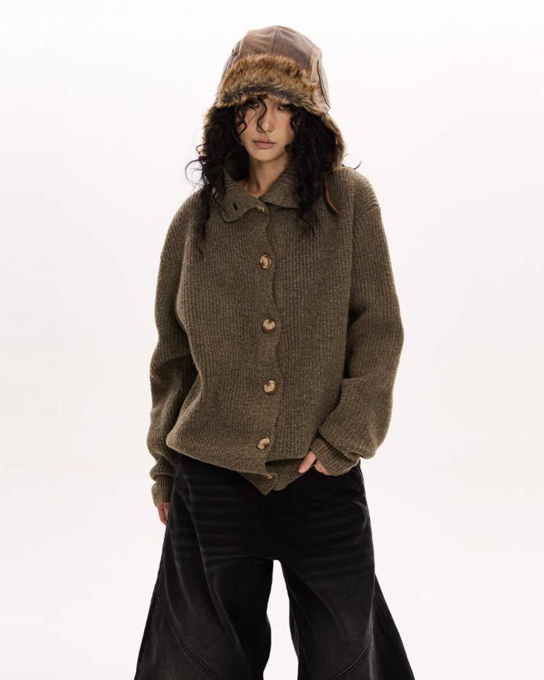 Stand Collar Knit Cardigan VAT0009