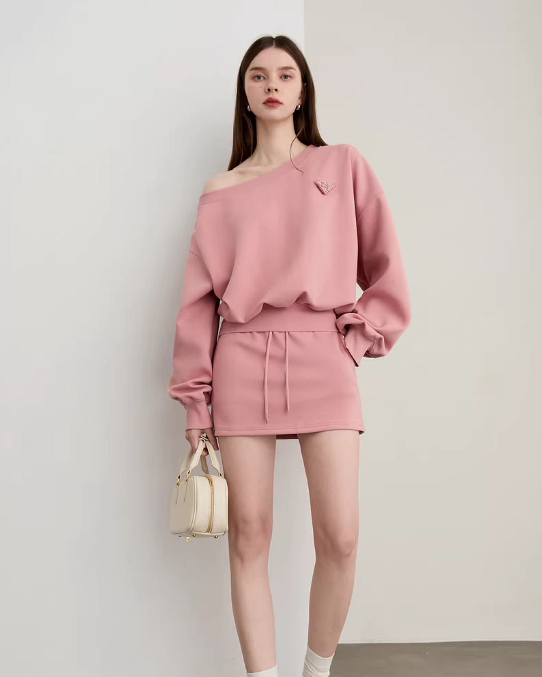 One-Shoulder Sweatshirt Top / Mini Skirt DPY0069