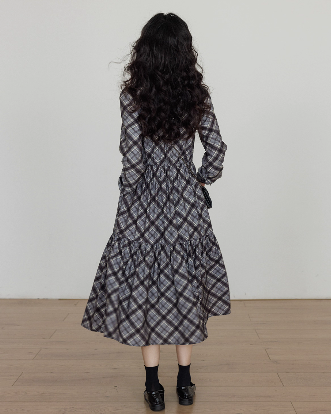 V-Neck Paid Long Dress VAS0161